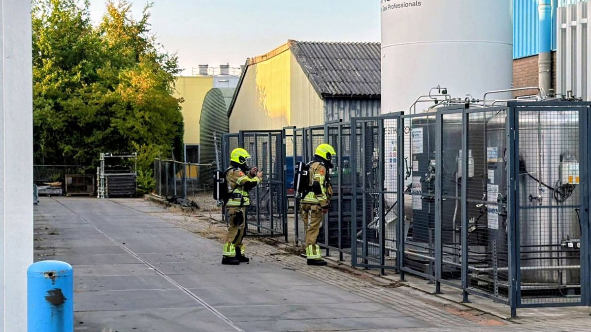 Lekkende stikstoftank bij bedrijf