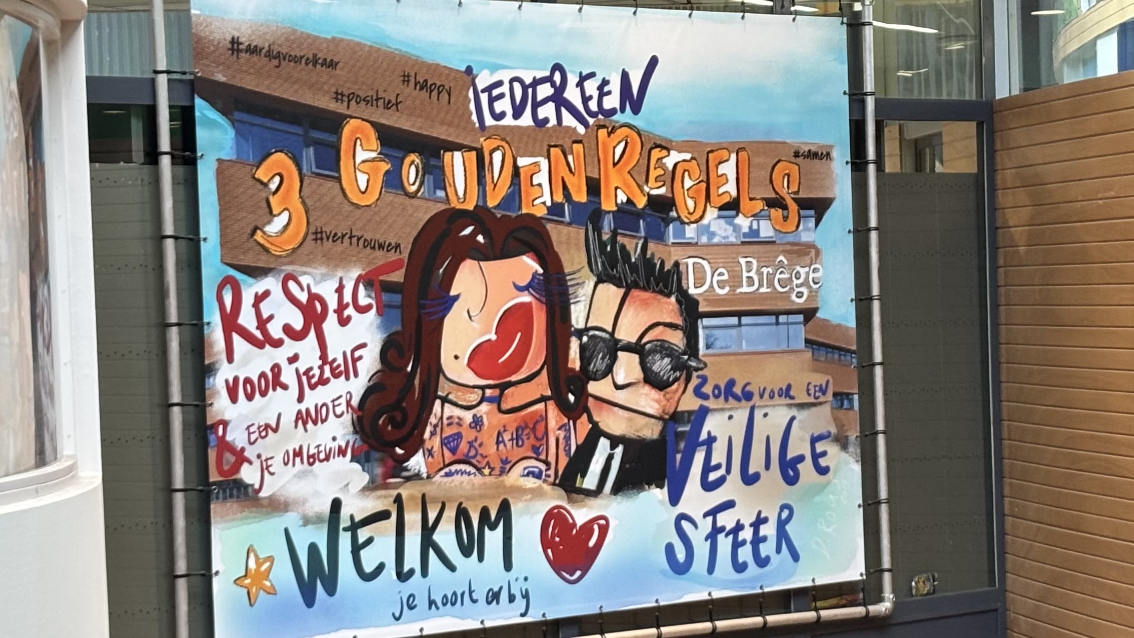 Poster yn praktykskoalle De Brêge yn Ljouwert