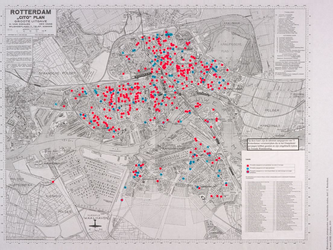 Adressen van Rotterdammers die in het Oranjehotel hebben gezeten