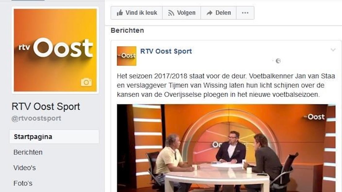 Nieuwe Facebookpagina RTV Oost Sport