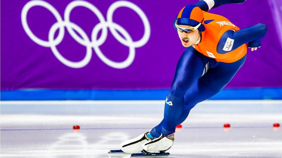 Kai Verbij in actie op de olympische 1000 meter. 