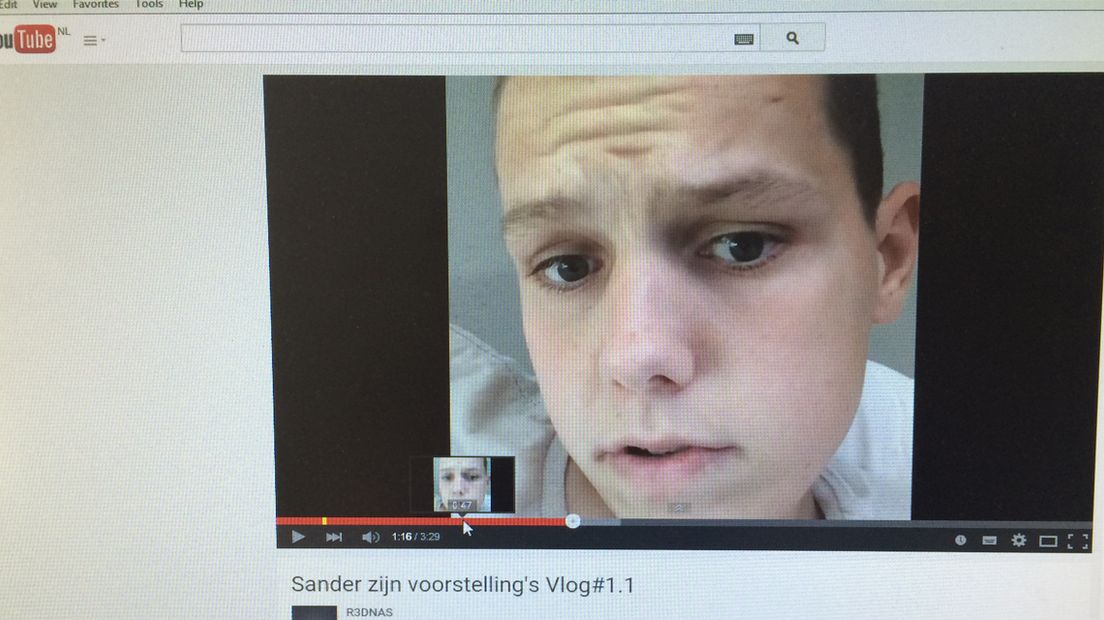 Sander heeft zijn eigen vlog op YouTube