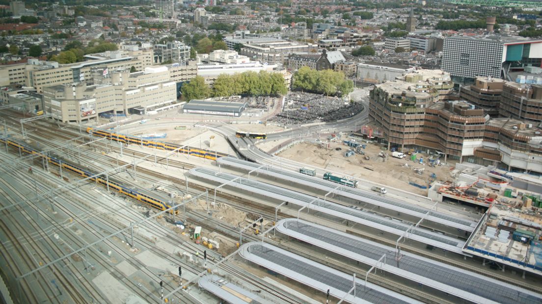 Utrecht Centraal van bovenaf gezien.