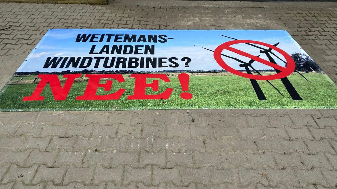 Eén van de protestborden