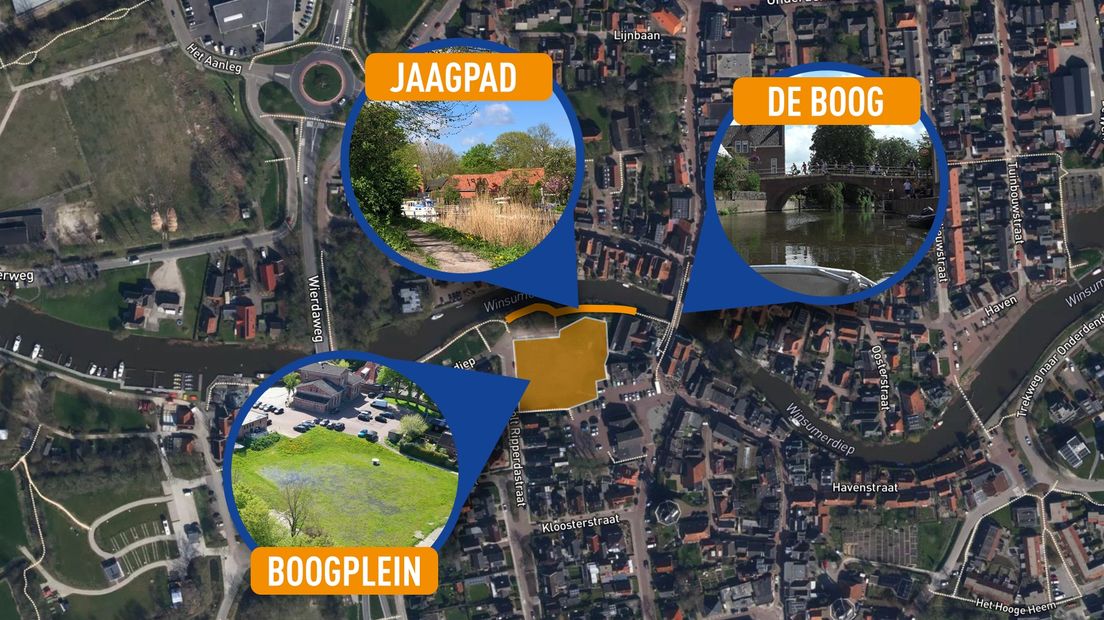 De locatie van het Boogplein in Winsum in kaart