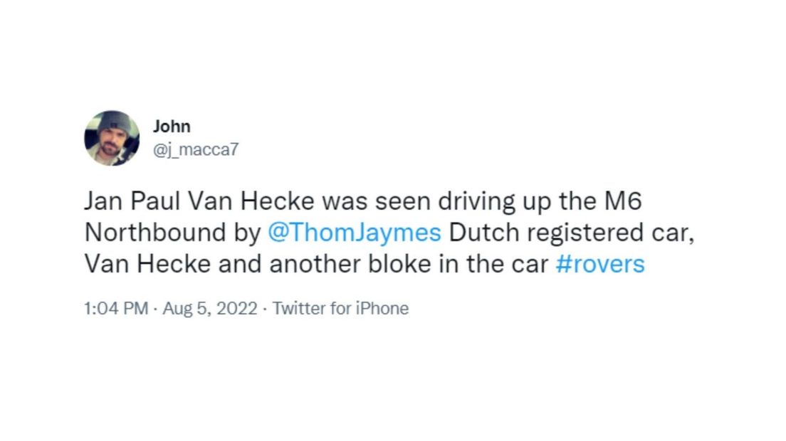 Een supporter van Blackburn Rovers denkt Van Hecke te hebben gezien