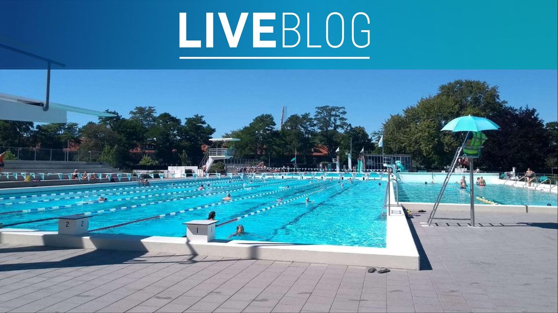 Rustig zwemmen bij het openluchtzwembad in Zwolle