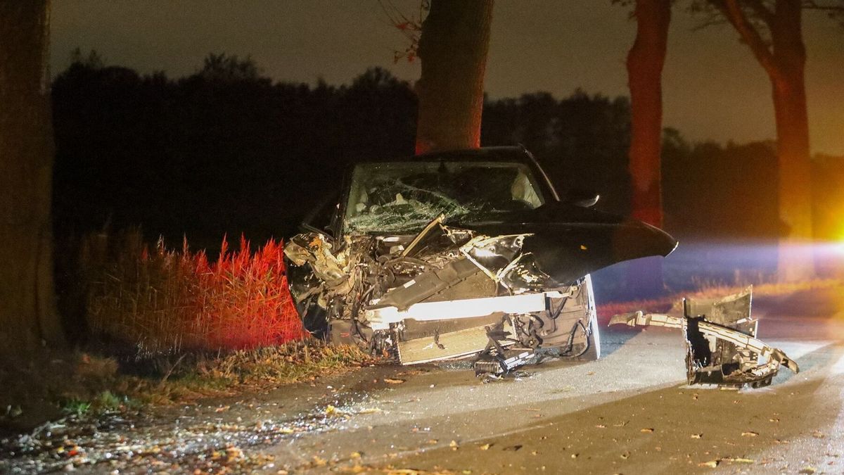 Auto botst op boom bij Drachtstercompagnie | Auto in brand bij Garyp