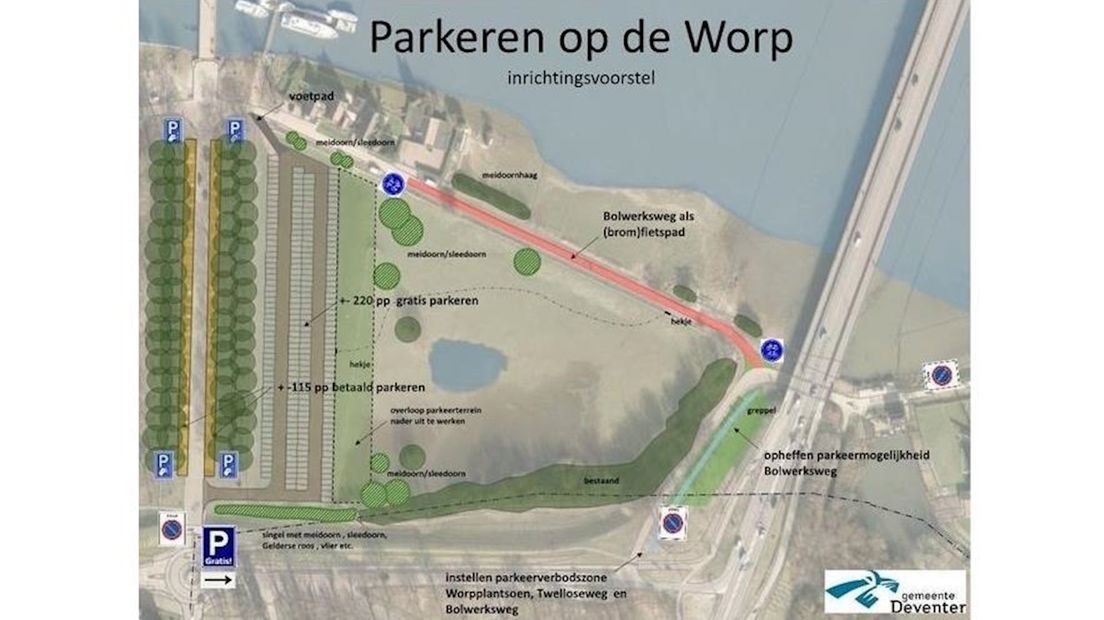 Plan gemeente Deventer voor parkeerterrein op De Worp