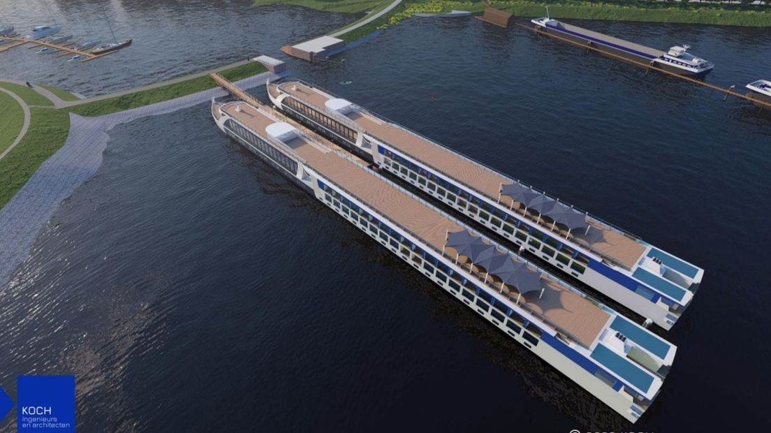 Impressie van de steiger vanuit de lucht
