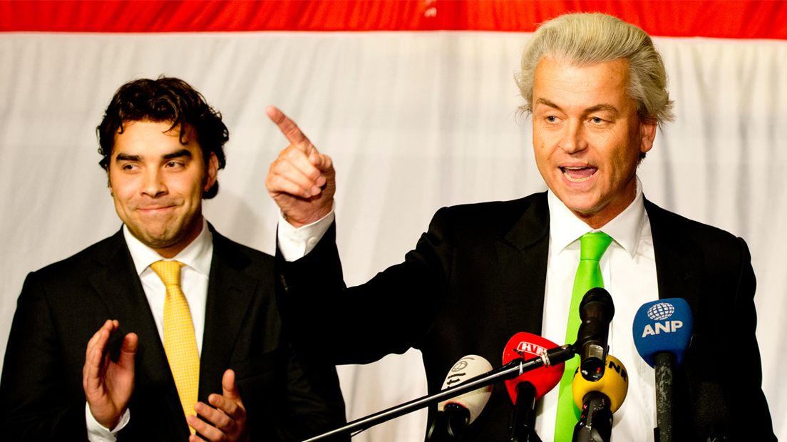 Geert Wilders na de gemeenteraadsverkiezingen (2014) in Den Haag