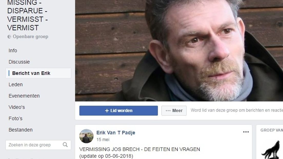 Screenshot van verwijderde Facebookpagina