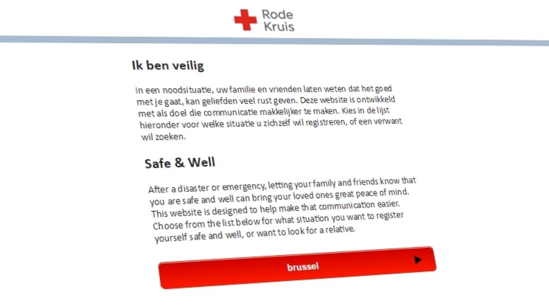Het Rode Kruis heeft voor Brussel de website ikbenveilig opengesteld
