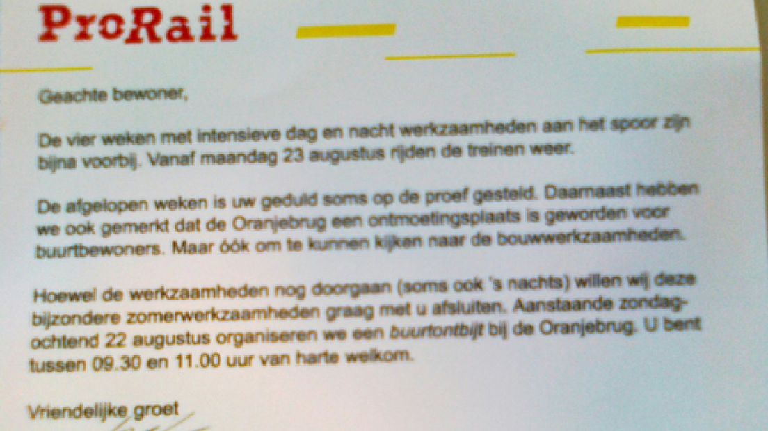 Ontbijt voor omwonenden van station