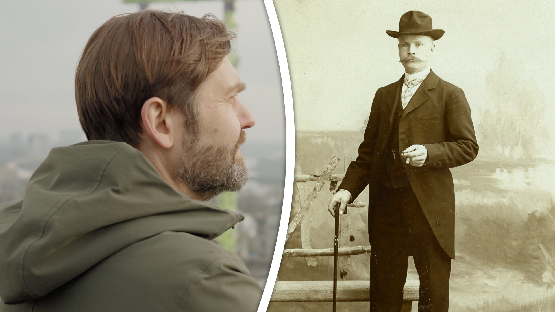Erik van den Berg (links) maakte een film over zijn overgrootopa Johannes van den Berg (rechts), die omkwam tijdens het bombardement op Rotterdam.