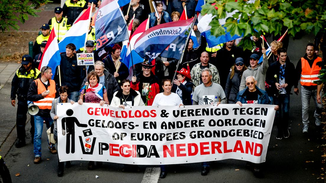 Een Pegida-demonstratie in Den Haag.