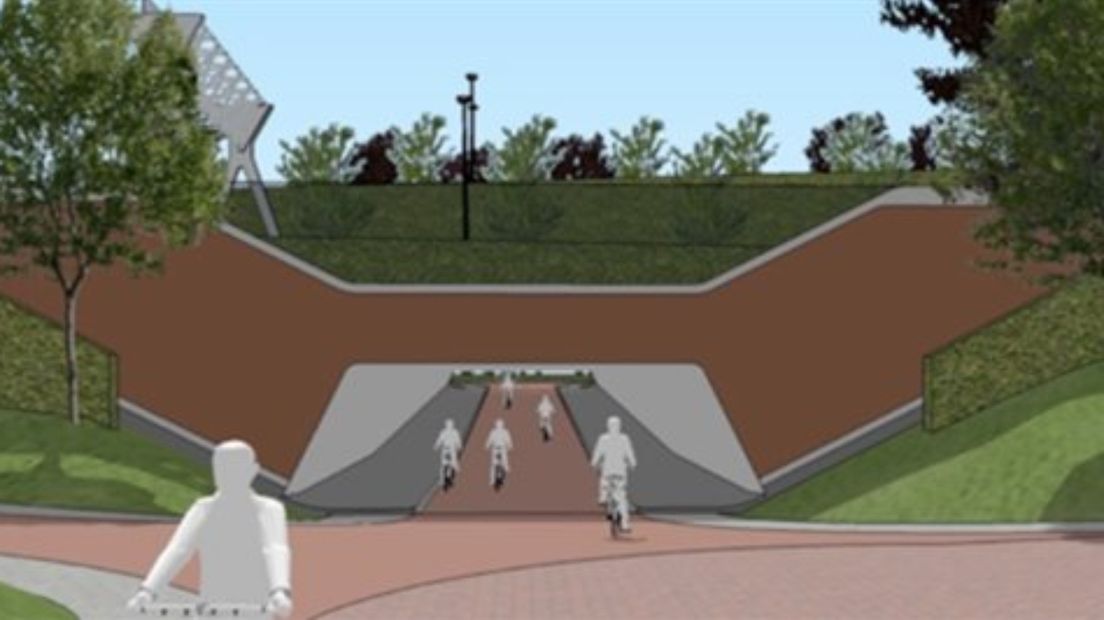 Impressie van de nieuwe fietstunnel aan de kant van de Rivierenbuurt