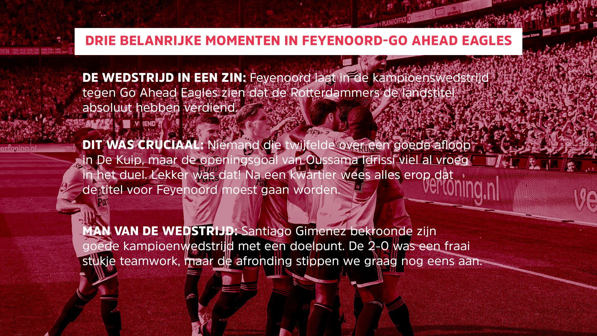 Feest In Rotterdam! Feyenoord Pakt De Zestiende Landstitel In De ...