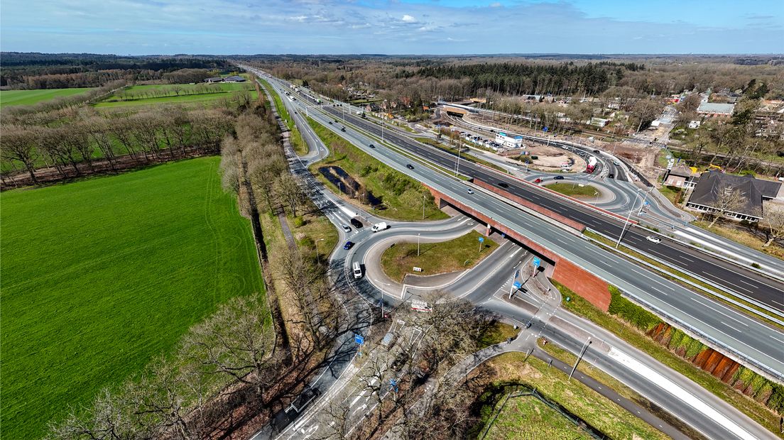 De afrit bij de A12 waar de vrouw werd aangetroffen