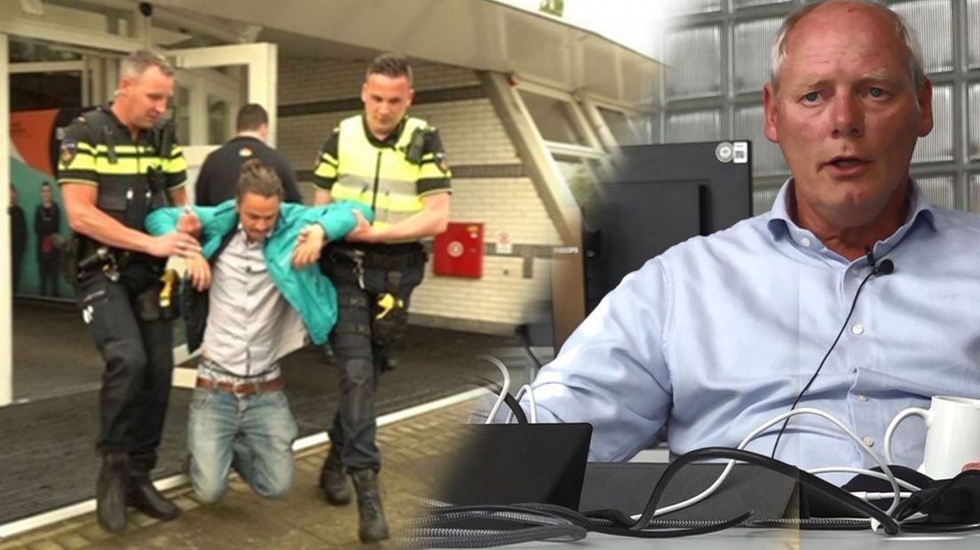 De laatste activist werd vorige maand door de politie naar buiten gedragen. Inzet: voorzitter Jan van Iersel.