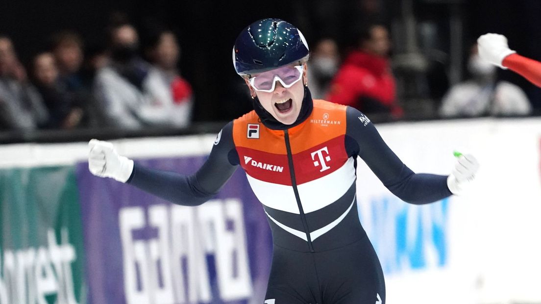 Xandra Velzeboer heeft goud gepakt op de 500 meter op het WK.