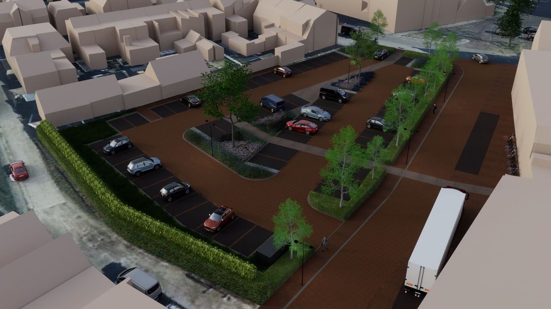 Tekening nieuwe parkeerplaats Molenbelt Coevorden