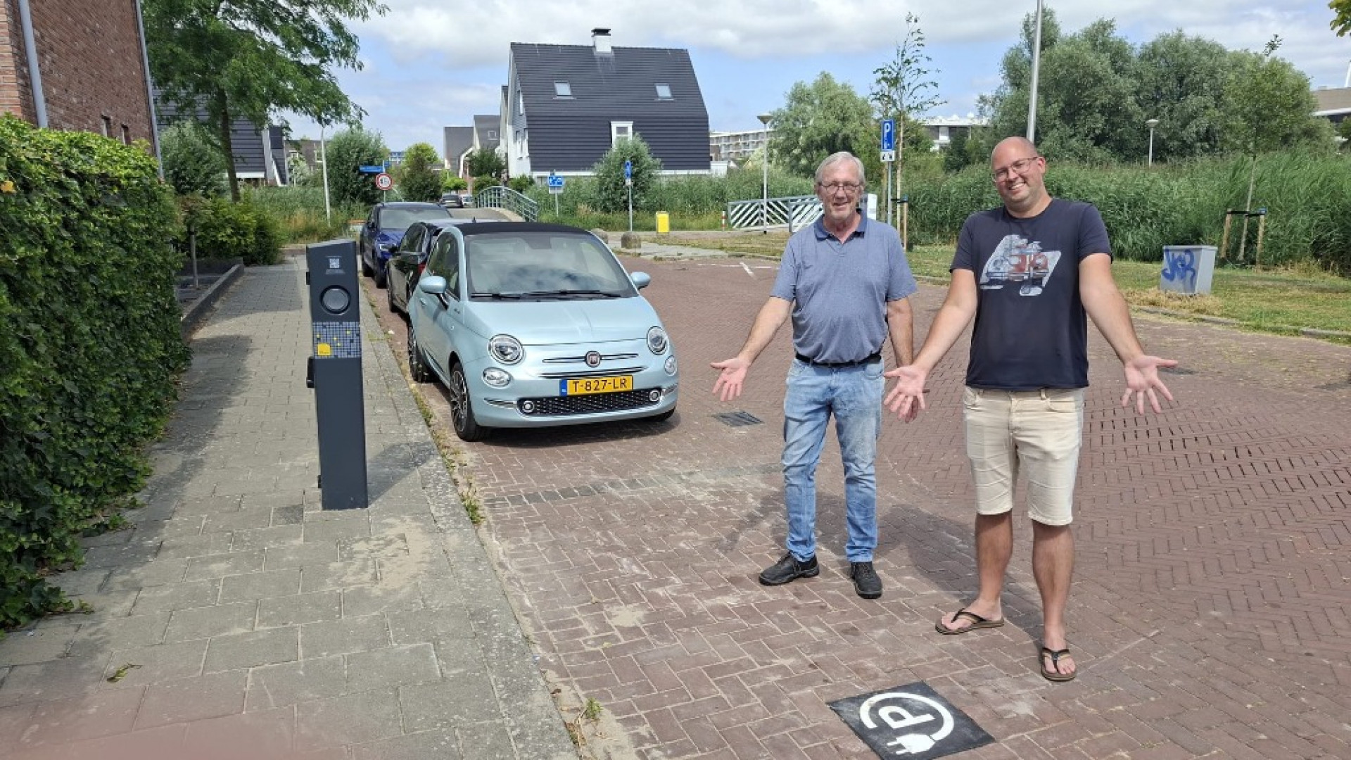Erik Sipkes en Dennis Figge bij de nieuwe laadplaats