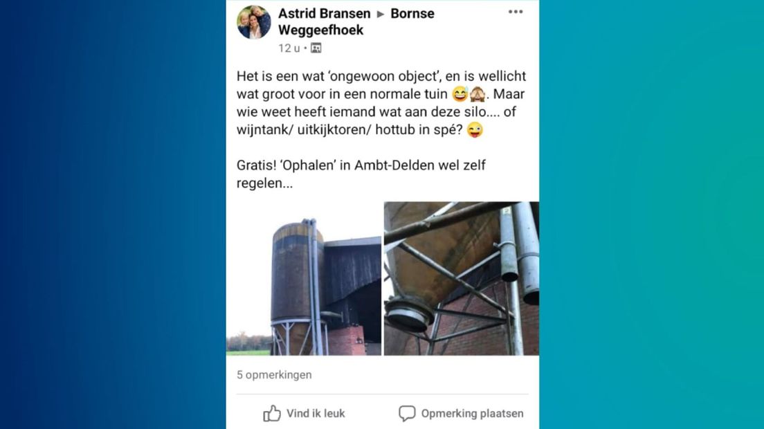 De advertentie op de Facebookpagina van de Bornse Weggeefhoek