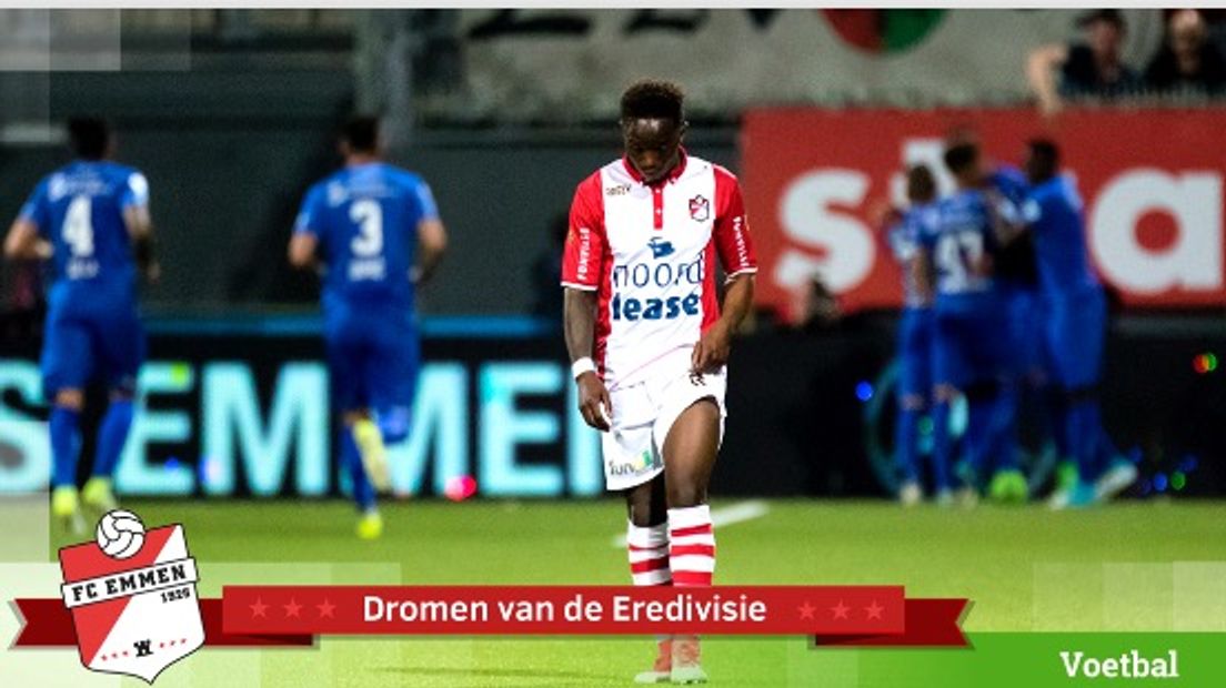 Feest bij NEC, teleurstelling bij Issa Kallon van FC Emmen (Rechten: Roel Bos/sportfoto.org)
