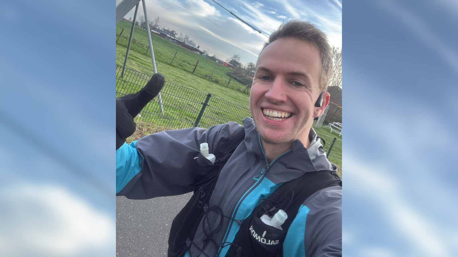 Dylan tijdens zijn 7,5 uur durende tocht.