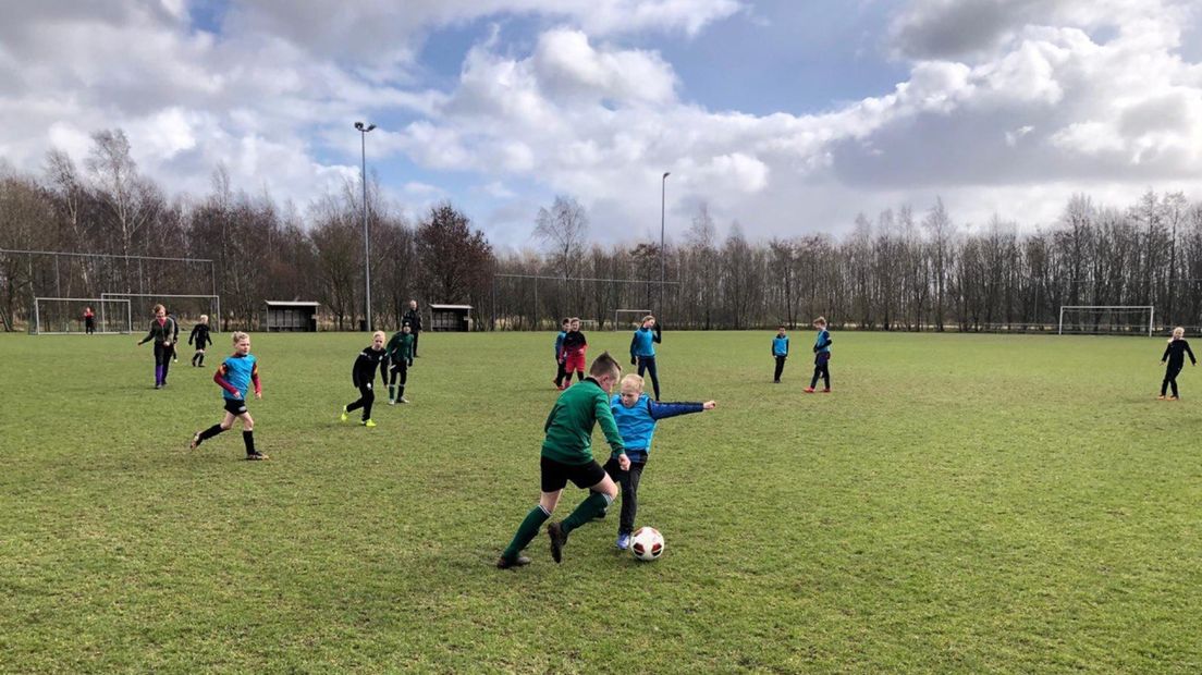 Voetballers op het veld