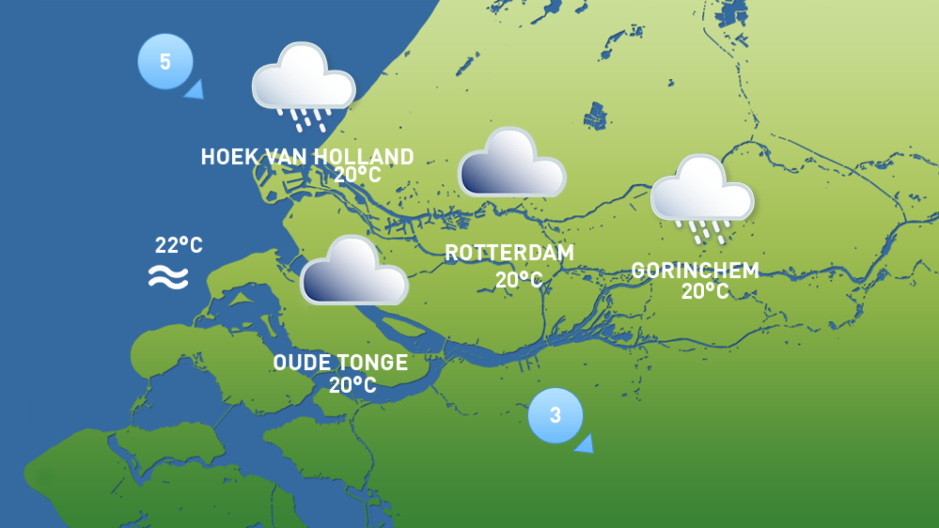 Het weerbeeld van woensdag 22 juli.