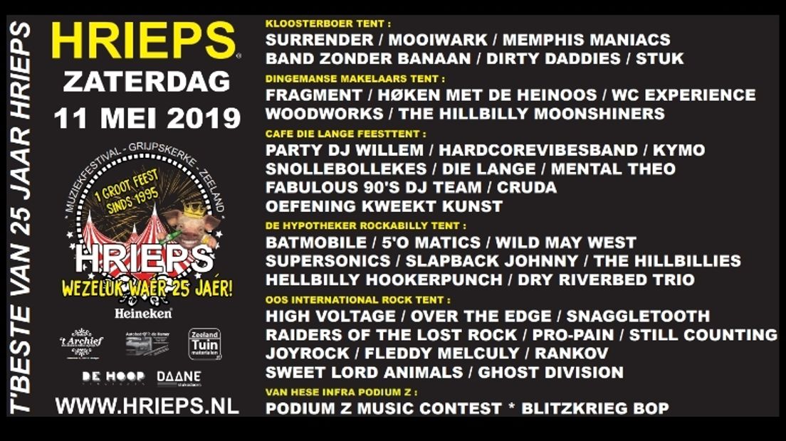 Het programma voor Hrieps 2019