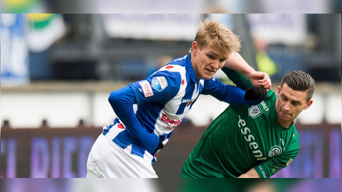 Martin Ødegaard yn duel mei Bryan Linssen (FC Grins)