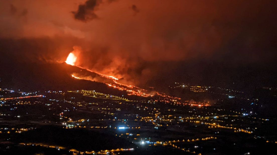 Het gezin nam deze foto van de vulkaanuitbarsting op La Palma.