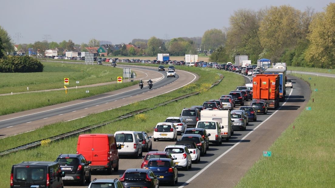 File op de A58, archieffoto