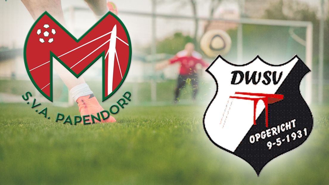 Logo's van de clubs: in die van SVA Papendorp is de M (Magreb) goed te zien.