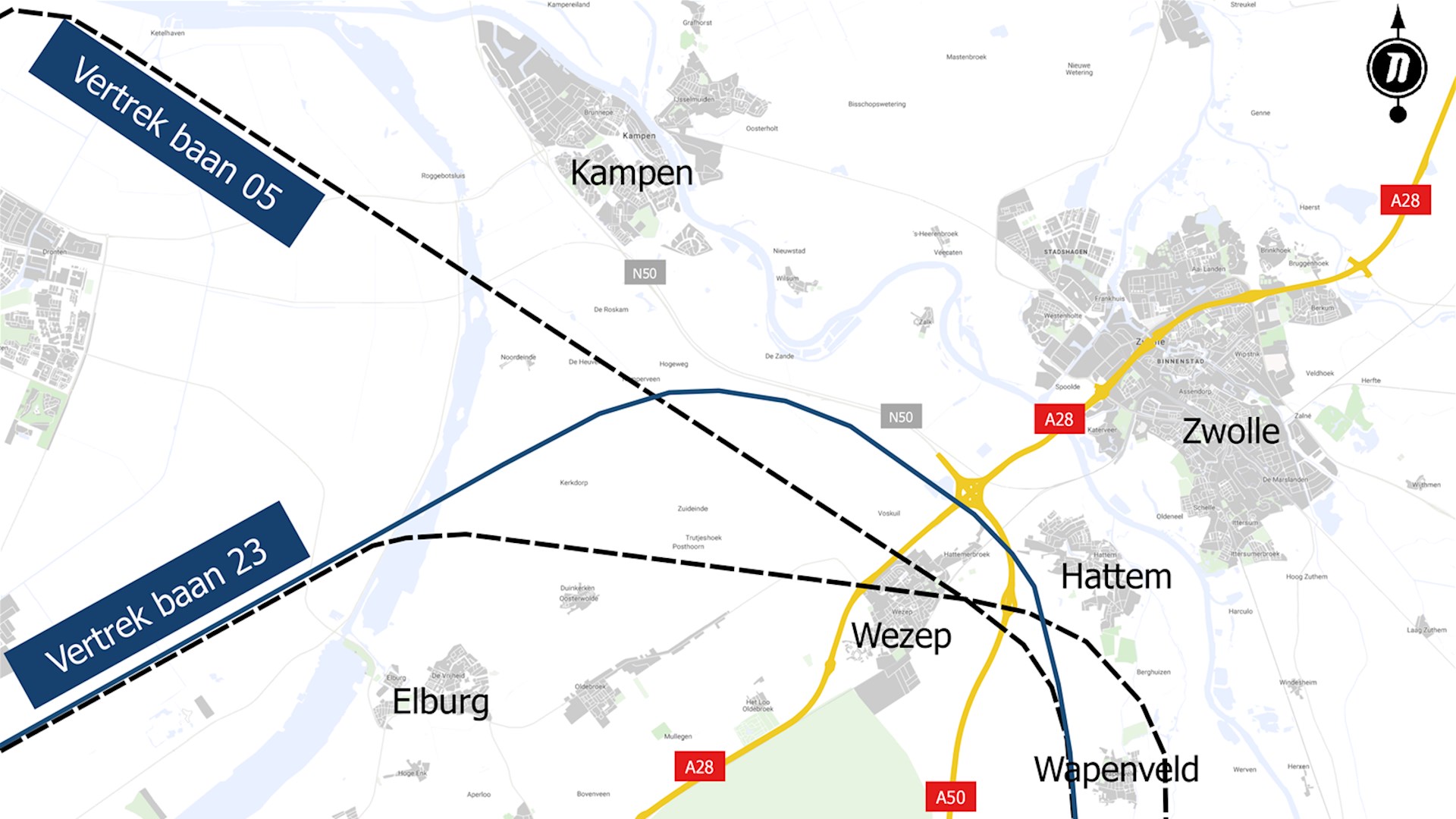 Vliegroute Lelystad Airport langs Zwolle en Kampen gaat veranderen