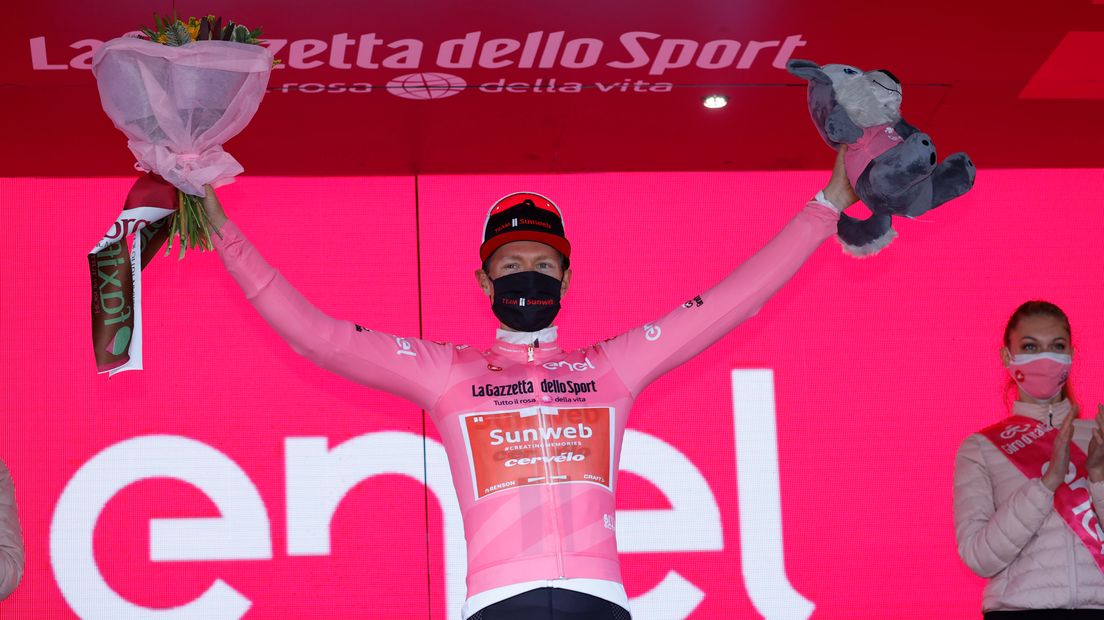 Wildo Kelderman mocht twee dagen rijden in de roze leiderstrui van de Giro d'Italia.