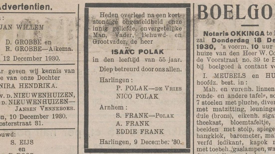 Vader Polak overleed al in 1930