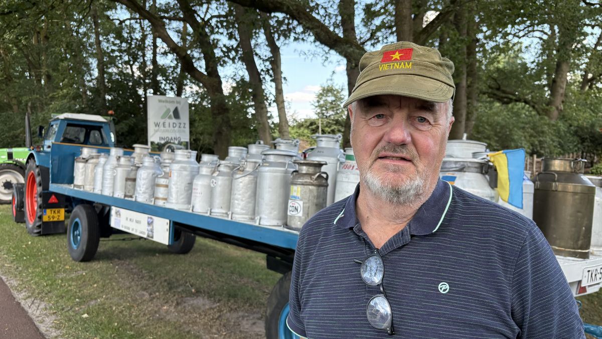 Jan rijdt met zestig melkbussen mee in toerrit voor oude trekkers: 'Loop ik weer met een melkbus op 