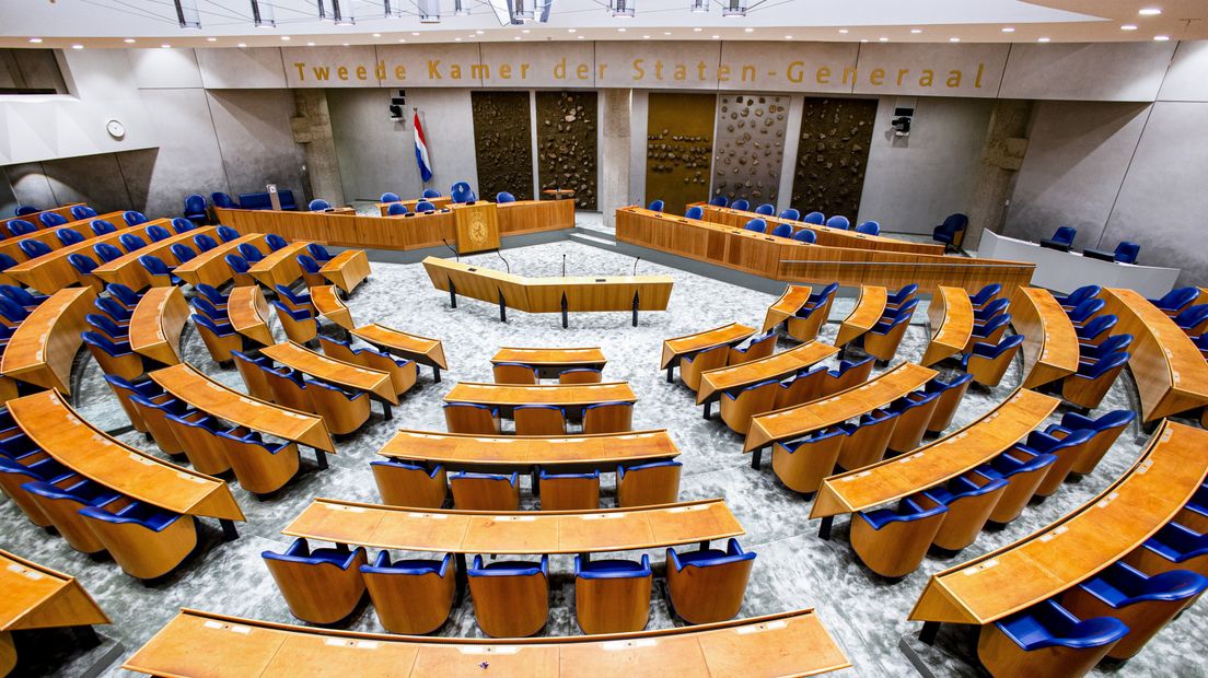 De plenaire zaal in de Tweede Kamer