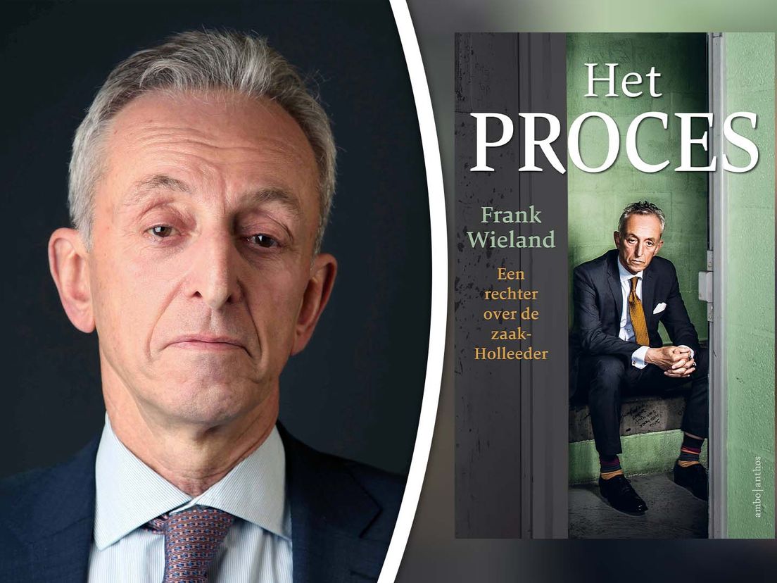 Frank Wieland en de omslag van zijn boek dat onder meer gaat over het Holleeder-proces