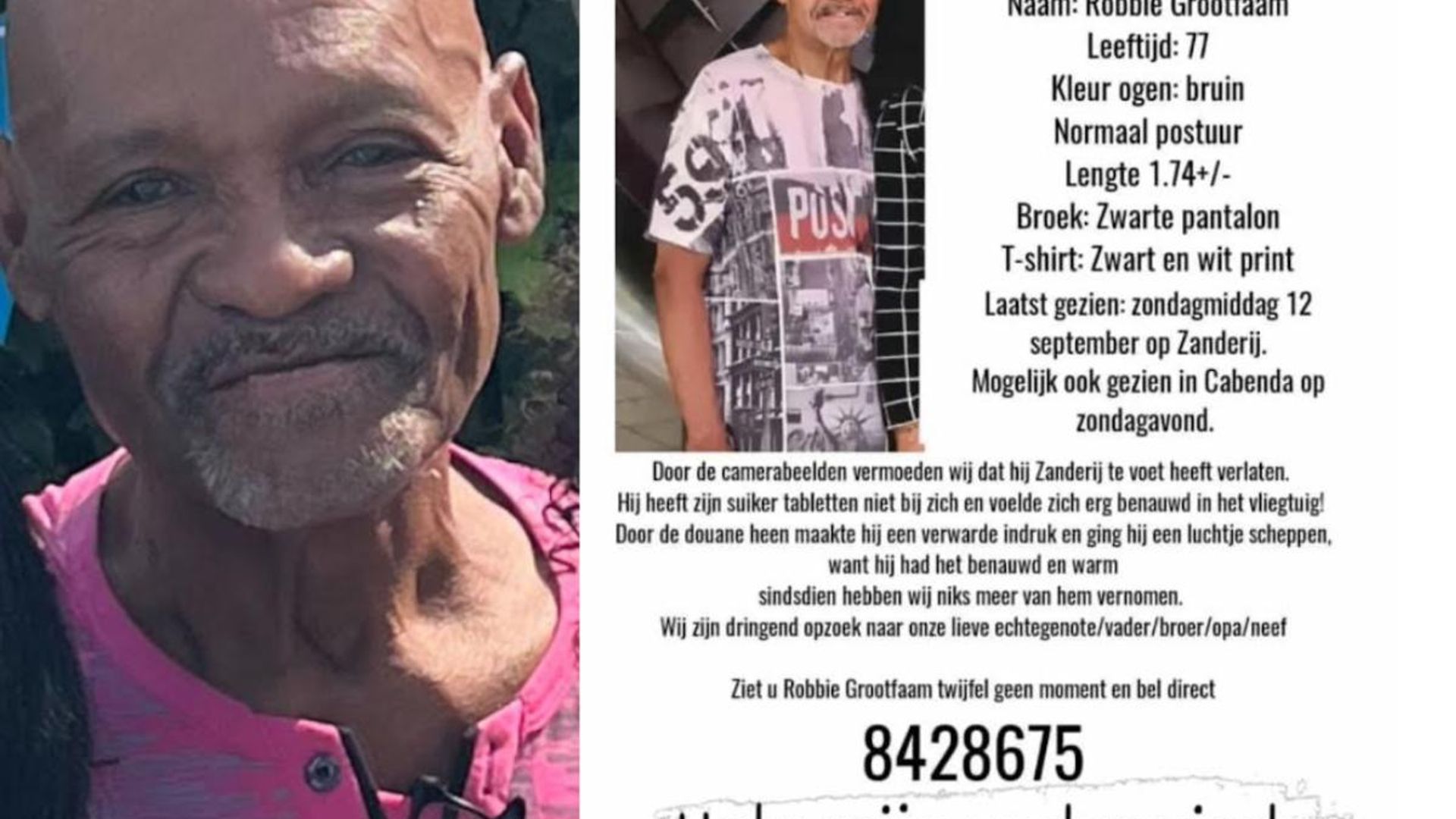 Robbie (77) dagen spoorloos nadat hij op vliegveld Suriname een luchtje  ging scheppen - Rijnmond