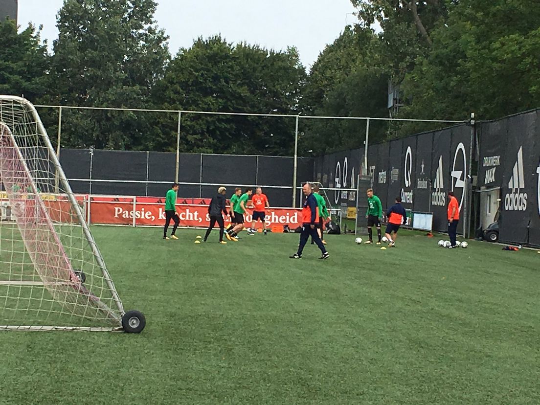 Klein groepje Feyenoorders op het trainingsveld