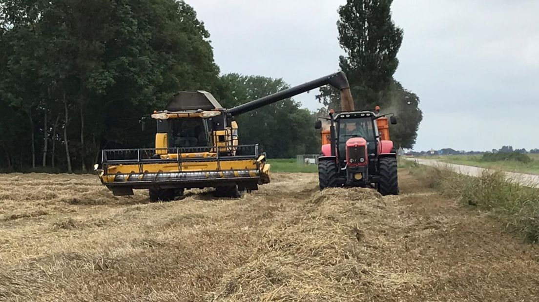 Het volgooien van een kiepwagen in de buurt van Bad Nieuweschans