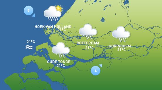 Het weer van vandaag: vanuit het noordwesten regen