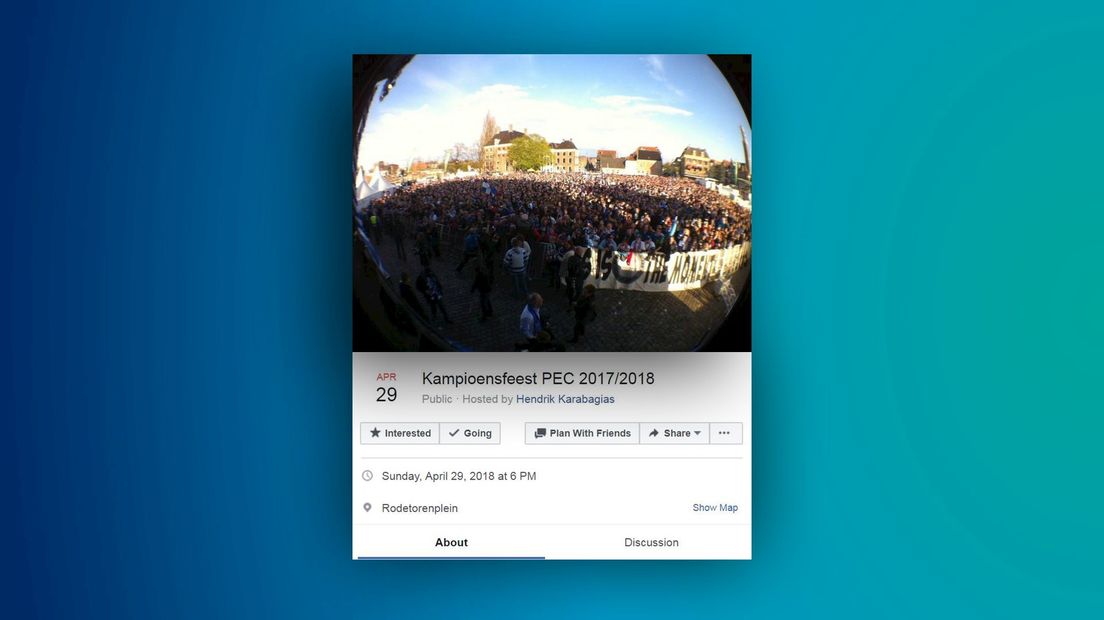 Het Facebookevent van het kampioensfeest