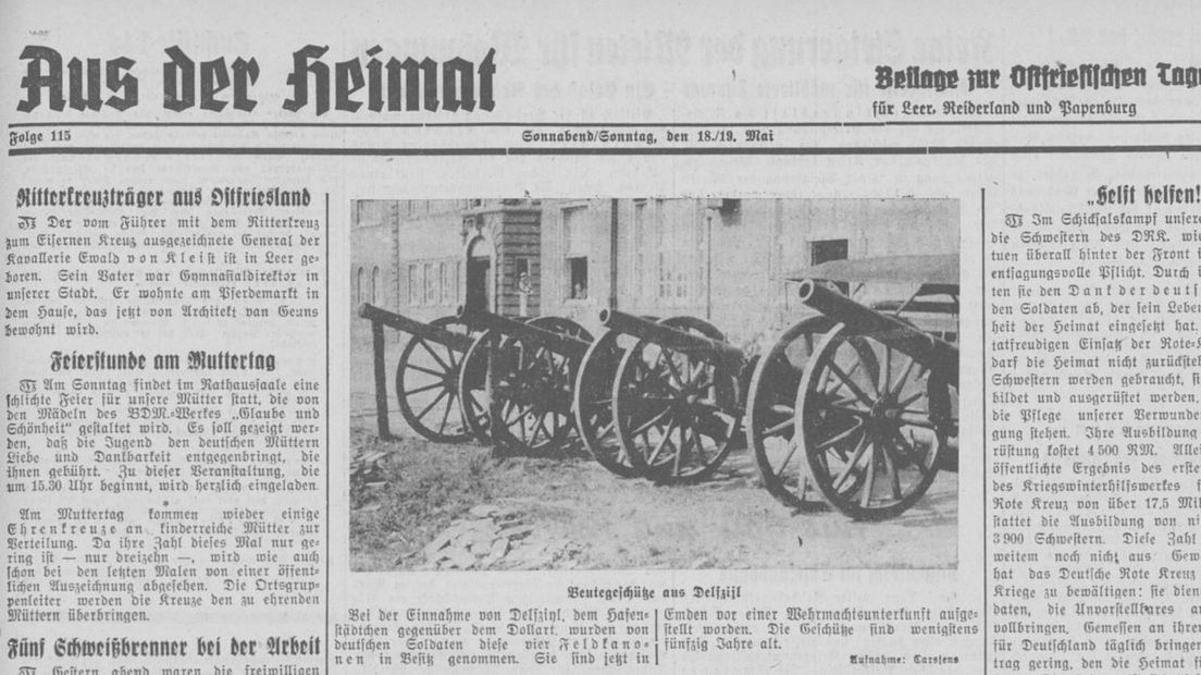 De Ostfriesische Tagezeitung meldde destijds dat de kanonnen waren buitgemaakt