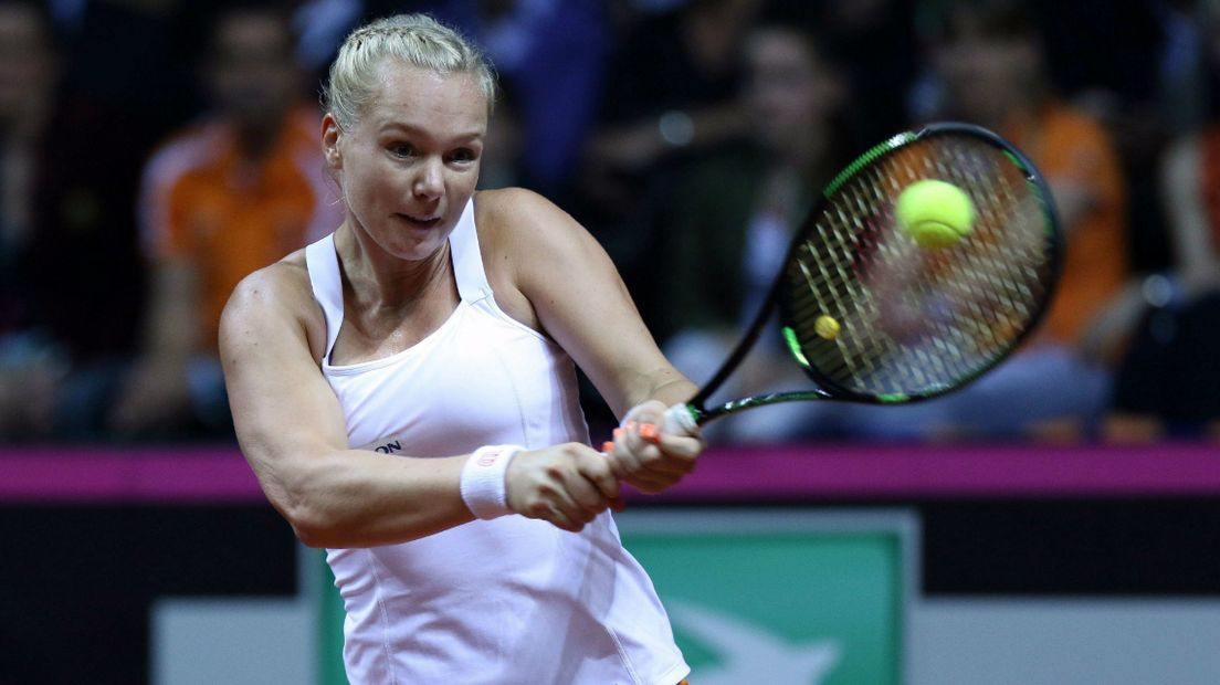 Kiki Bertens in Fed Cup tegen Frankrijk.